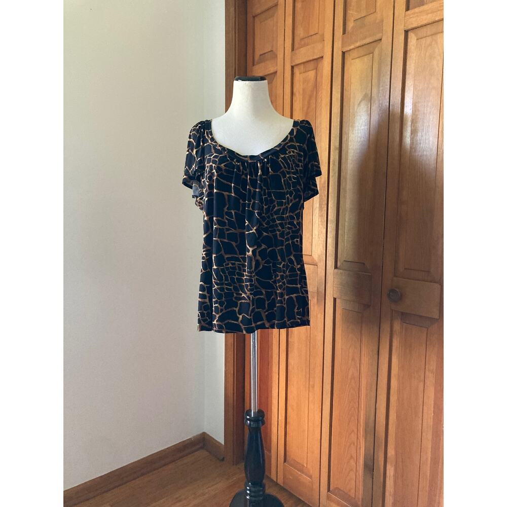 Nic & Dom Stretch Animal Print Pullover Top, Size 2XL